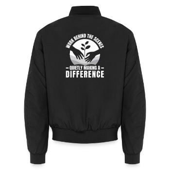 Travail en coulisses des travailleurs sociaux citent les travaux sociaux - Bomber unisexe - noir - Dos - AI Model Male 185 light (185cm)