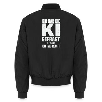 ich hab die ki gefragt sie sagt ich hab recht - Unisex Bomberjacke - Schwarz - Hinten - AI Model Male 185 light (185cm)