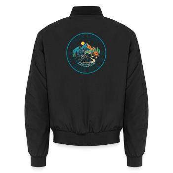 Pack Road Léger Far Bikepacking Badge Vintage T-shirt - Bomber unisexe - noir - Dos - AI Model Male 185 light (185cm)