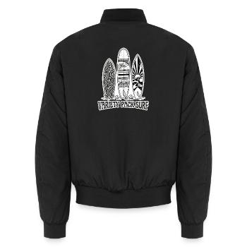 Surf Rock Surfing - Unisex Bomber Jacket - black - Back - AI Model Male 185 light (185cm)