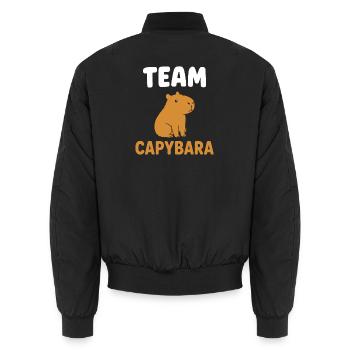 Capybara Team - Unisex Bomber Jacket - black - Back - AI Model Male 185 light (185cm)
