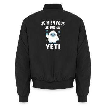 Je m'en fous, je suis Yéti - Bomber unisexe - noir - Dos - AI Model Male 185 light (185cm)