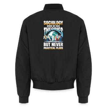 Sociologie où l’on fait des théories mais jamais - Bomber unisexe - noir - Dos - AI Model Male 185 light (185cm)