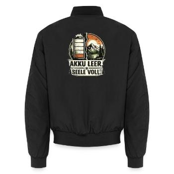 Akku leer Seele voll Naturbadge - Unisex Bomberjacke - Schwarz - Hinten - AI Model Male 185 light (185cm)