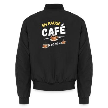 En Pause Café  - Bomber unisexe - noir - Dos - AI Model Male 185 light (185cm)
