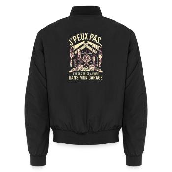 J'peux Pas Garage Humour Bricolage - Bomber unisexe - noir - Dos - AI Model Male 185 light (185cm)