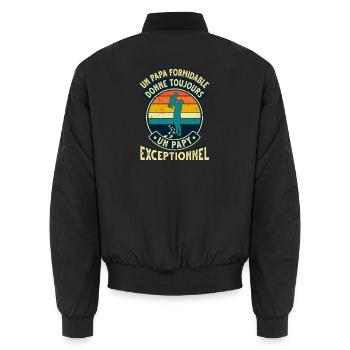 Papa Formidable Papy Exceptionnel Cadeau - Bomber unisexe - noir - Dos - AI Model Male 185 light (185cm)