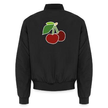 Red Cherries – Fruity Pop Illustration - Unisex Bomber Jacket - black - Back - AI Model Male 185 light (185cm)