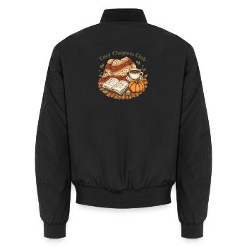 Cozy Chapters Club Reading Fall - Unisex Bomber Jacket - black - Back - AI Model Male 185 light (185cm)