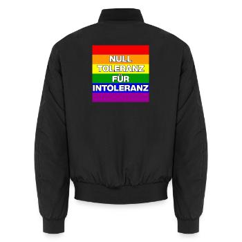 NULL TOLERANZ FÜR INTOLERANZ, GEGEN RECHTS, NO AFD - Unisex Bomberjacke - Schwarz - Hinten - AI Model Male 185 light (185cm)