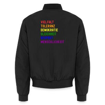 Vielfalt Toleranz Demokratie - Unisex Bomberjacke - Schwarz - Hinten - AI Model Male 185 light (185cm)