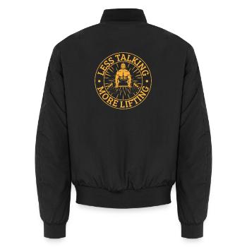 Fitness Motivation Bodybuilder More Lifting Gym - Unisex Bomber Jacket - black - Back - AI Model Male 185 light (185cm)
