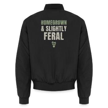 Homegrown And Slightly Feral - Unisex Bomber Jacket - black - Back - AI Model Male 185 light (185cm)