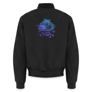 I'm taking a Paws - Cat making biscuits - Unisex Bomber Jacket - black - Back - AI Model Male 185 light (185cm)