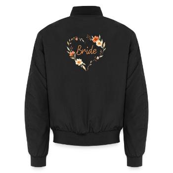 Mariée ! Cœur floral bohème, design floral, Per - Bomber unisexe - noir - Dos - AI Model Male 185 light (185cm)