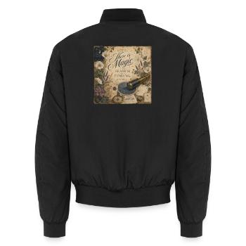 There Is Magic Telescope Poster Nostalgia Decoration - Unisex Bomber Jacket - black - Back - AI Model Male 185 light (185cm)