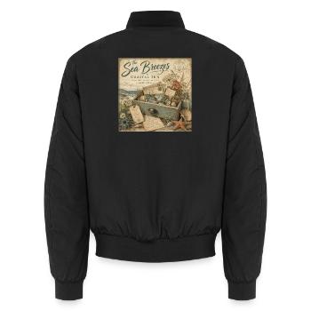 The Sea Breezes Coastal Inn Vintage Poster Decoration - Unisex Bomber Jacket - black - Back - AI Model Male 185 light (185cm)