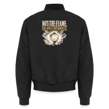Not The Flame Space That Holds It Lantern Zen Tee - Unisex Bomber Jacket - black - Back - AI Model Male 185 light (185cm)
