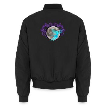 Moonlight Fairy, Flourish, Moons - Unisex Bomber Jacket - black - Back - AI Model Male 185 light (185cm)