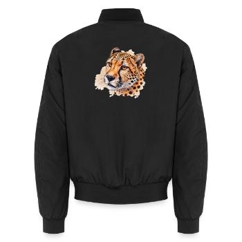 Aquarelle en forme de tête de guépard - Bomber unisexe - noir - Dos - AI Model Male 185 light (185cm)