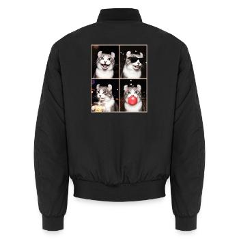 Cats American Curl Cat - Unisex Bomber Jacket - black - Back - AI Model Male 185 light (185cm)