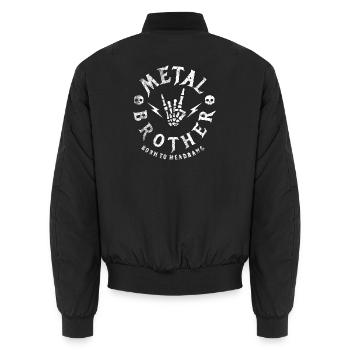 Metal Brother Heavy Rock Skull Gift Shirt - Unisex Bomber Jacket - black - Back - AI Model Male 185 light (185cm)