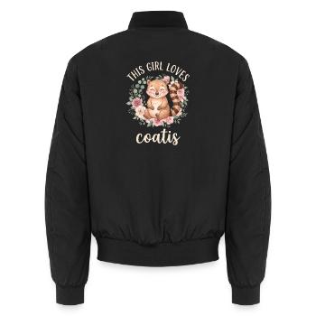 Cette fille adore les coatis. - Bomber unisexe - noir - Dos - AI Model Male 185 light (185cm)