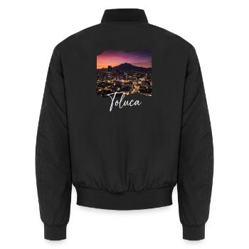 Toluca Skyline Abendstimmung - Unisex Bomberjacke - Schwarz - Hinten - AI Model Male 185 light (185cm)