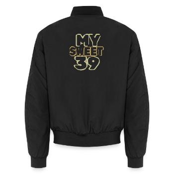 39 - Unisex Bomber Jacket - black - Back - AI Model Male 185 light (185cm)