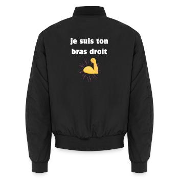 Je suis ton bras droit - Bomber unisexe - noir - Dos - AI Model Male 185 light (185cm)