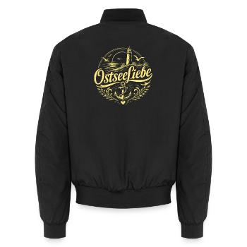 OstseeLiebe Leuchtturm Flair - Unisex Bomberjacke - Schwarz - Hinten - AI Model Male 185 light (185cm)
