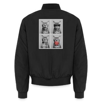 Cats Bengal Cat - Unisex Bomber Jacket - black - Back - AI Model Male 185 light (185cm)