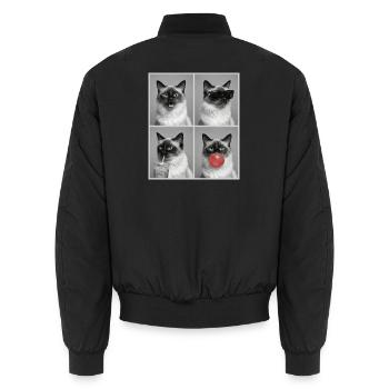 Cats Balinese Cat - Unisex Bomber Jacket - black - Back - AI Model Male 185 light (185cm)