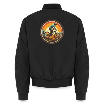 Mountain biking illustration - Unisex Bomber Jacket - black - Back - AI Model Male 185 light (185cm)