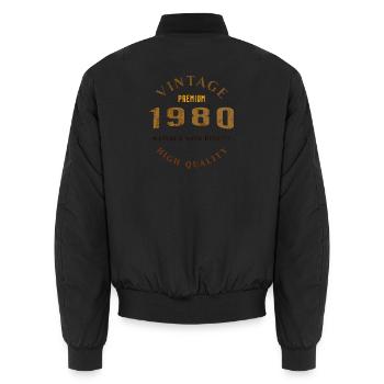 Matured With Dignity 1980 Retro Look Design - Unisex Bomber Jacket - black - Back - AI Model Male 185 light (185cm)