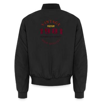 Matured With Dignity 1981 Retro Look Design - Unisex Bomber Jacket - black - Back - AI Model Male 185 light (185cm)