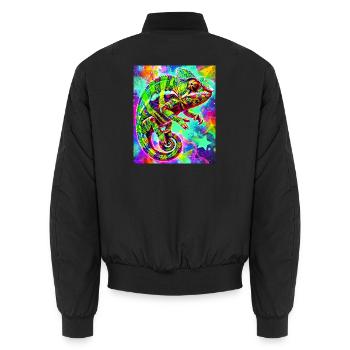chameleon - Unisex Bomber Jacket - black - Back - AI Model Male 185 light (185cm)