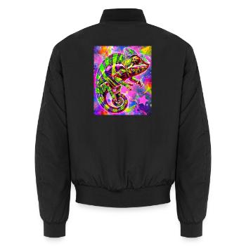 chameleon - Unisex Bomber Jacket - black - Back - AI Model Male 185 light (185cm)