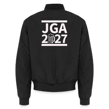Bachelor Party 2027 Beer Celebration Design - Unisex Bomber Jacket - black - Back - AI Model Male 185 light (185cm)