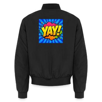 Lettrage comique énergique – Pop Art Design - Bomber unisexe - noir - Dos - AI Model Male 185 light (185cm)