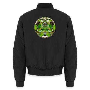 Nature Mandala Foliage - Unisex Bomber Jacket - black - Back - AI Model Male 185 light (185cm)