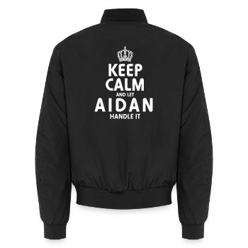AIDAN Handle It - Unisex Bomber Jacket - black - Back - AI Model Male 185 light (185cm)