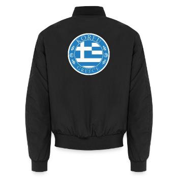 Korfu Griechenland – Vintage Insel Poster - Unisex Bomberjacke - Schwarz - Hinten - AI Model Male 185 light (185cm)