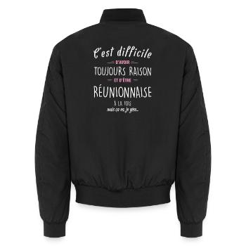 C Est Difficile D Avoir Toujours Raison Et D Et... - Bomber unisexe - noir - Dos - AI Model Male 185 light (185cm)