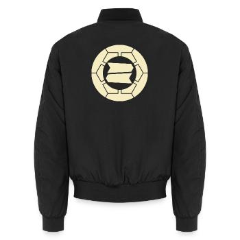 Vintage Oriental Pale Yellow Hattori Japan Kamon - Unisex Bomber Jacket - black - Back - AI Model Male 185 light (185cm)