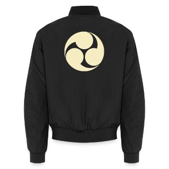 Kobayakawa jaune pâle Oriental Vintage - Bomber unisexe - noir - Dos - AI Model Male 185 light (185cm)