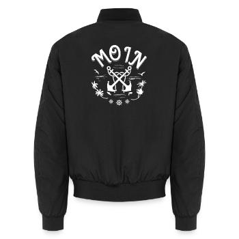 Moin Anker Möven Fische - Unisex Bomberjacke - Schwarz - Hinten - AI Model Male 185 light (185cm)