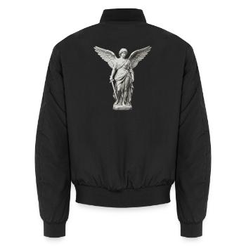 Winged Guardian Angel with Sword - Unisex Bomber Jacket - black - Back - AI Model Male 185 light (185cm)