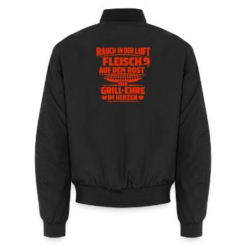Rauch in der Luft, Grill-Ehre im Herzen - Unisex Bomberjacke - Schwarz - Hinten - AI Model Male 185 light (185cm)