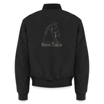Horse Trainer Equestrian Minimal Identity Barn Lif - Unisex Bomber Jacket - black - Back - AI Model Male 185 light (185cm)